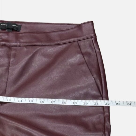 Banana Republic Soft Vegan Leather Dark Almond Brown Edgy Straight Pants (SZ 14) - Picture 8 of 12